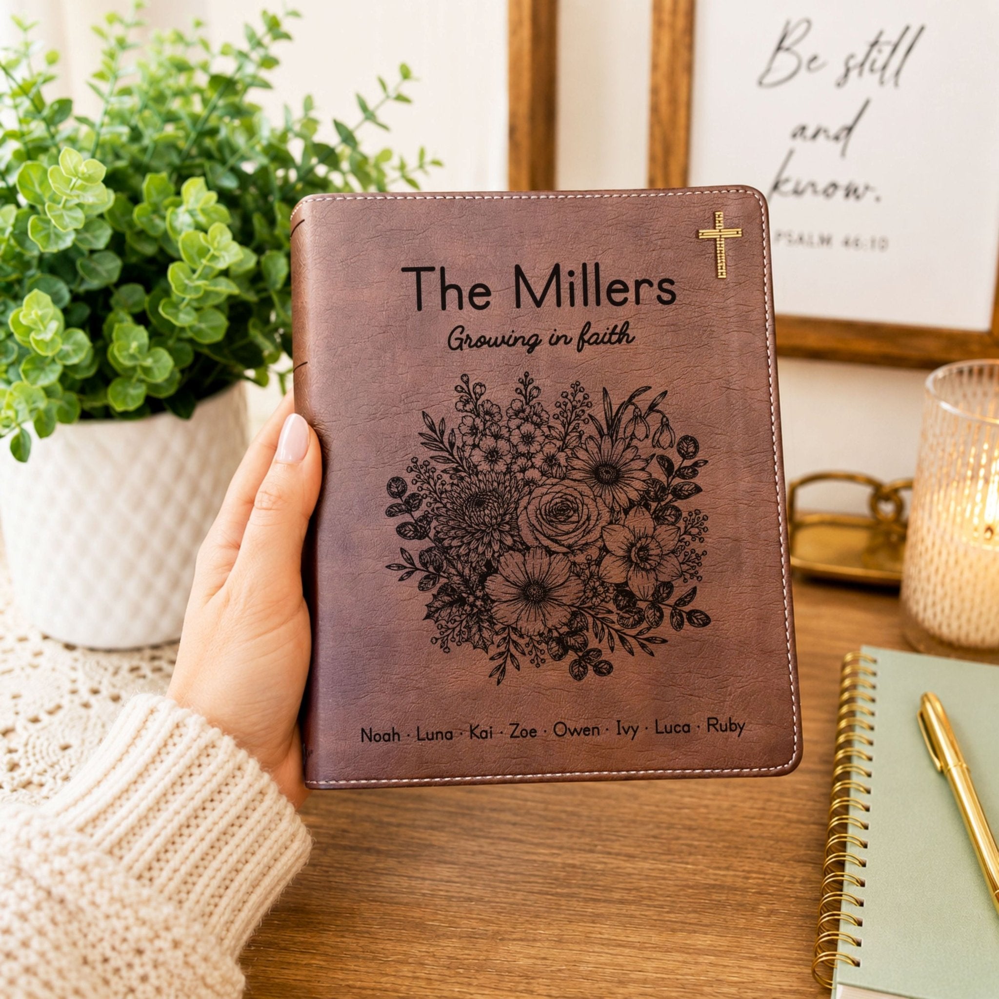 Personalized Family Bible, Birth Flower Bouquet, NIV Journaling, Wide Margin, Custom Engraved Bible, Wedding Guest Book, Wedding Gift - Religious Books - Aylev