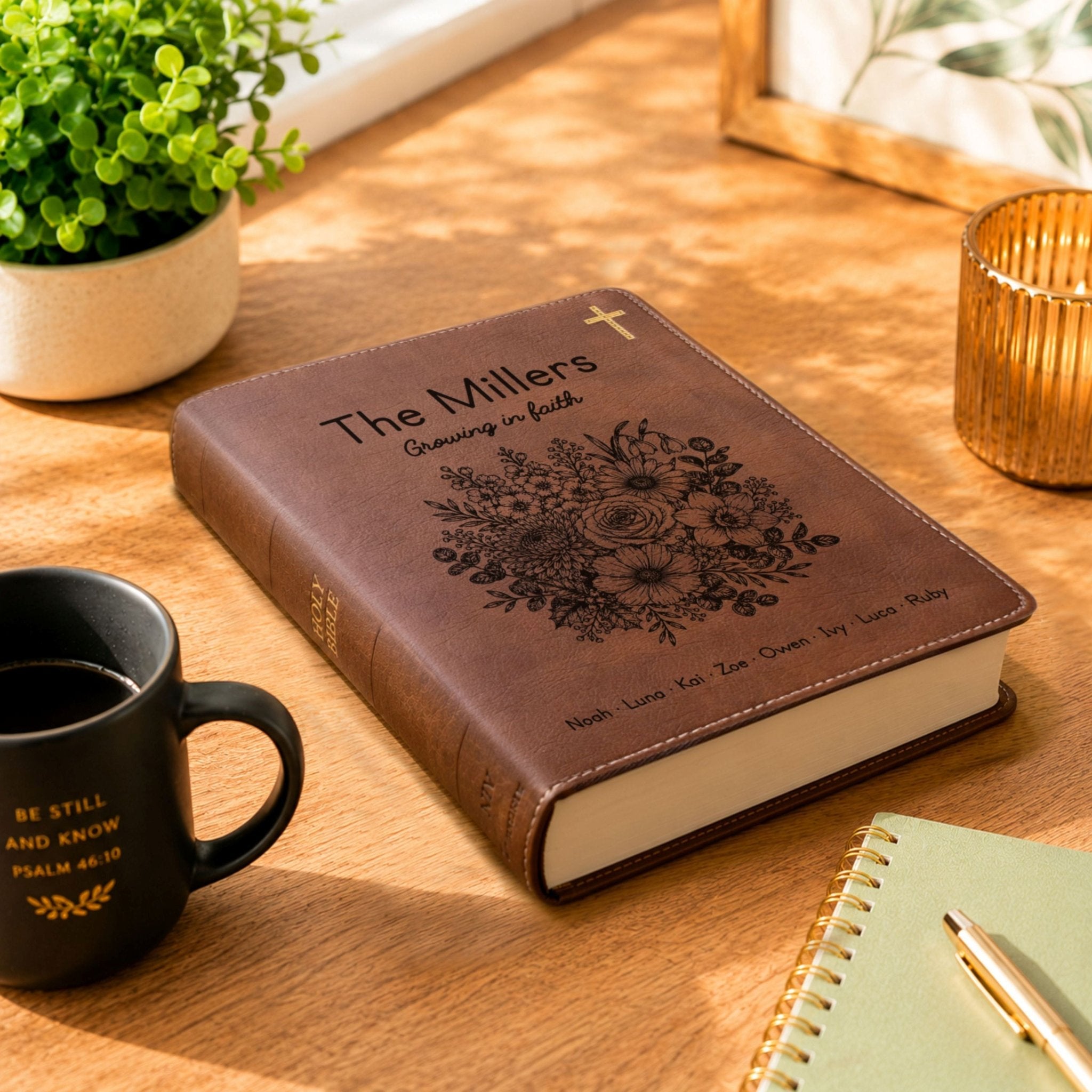 Personalized Family Bible, Birth Flower Bouquet, NIV Journaling, Wide Margin, Custom Engraved Bible, Wedding Guest Book, Wedding Gift - Religious Books - Aylev