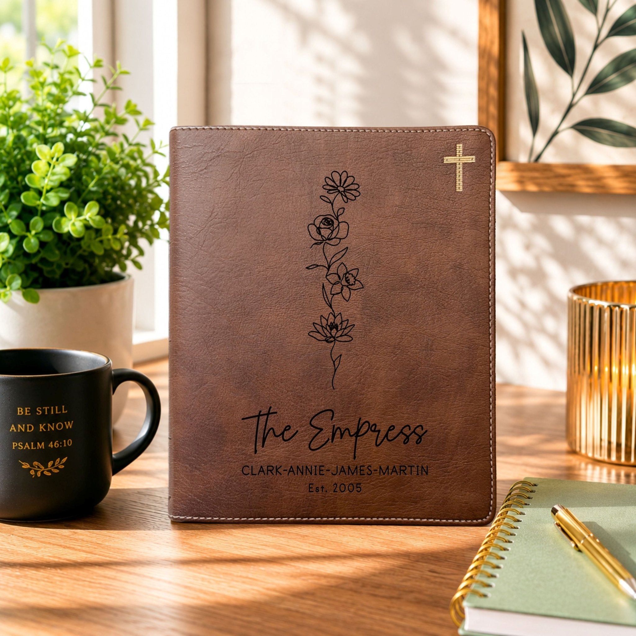Personalized Family Bible, Birth Flower Bouquet, NIV Journaling, Wide Margin, Custom Engraved Bible, Wedding Guest Book, Wedding Gift - Religious Books - Aylev