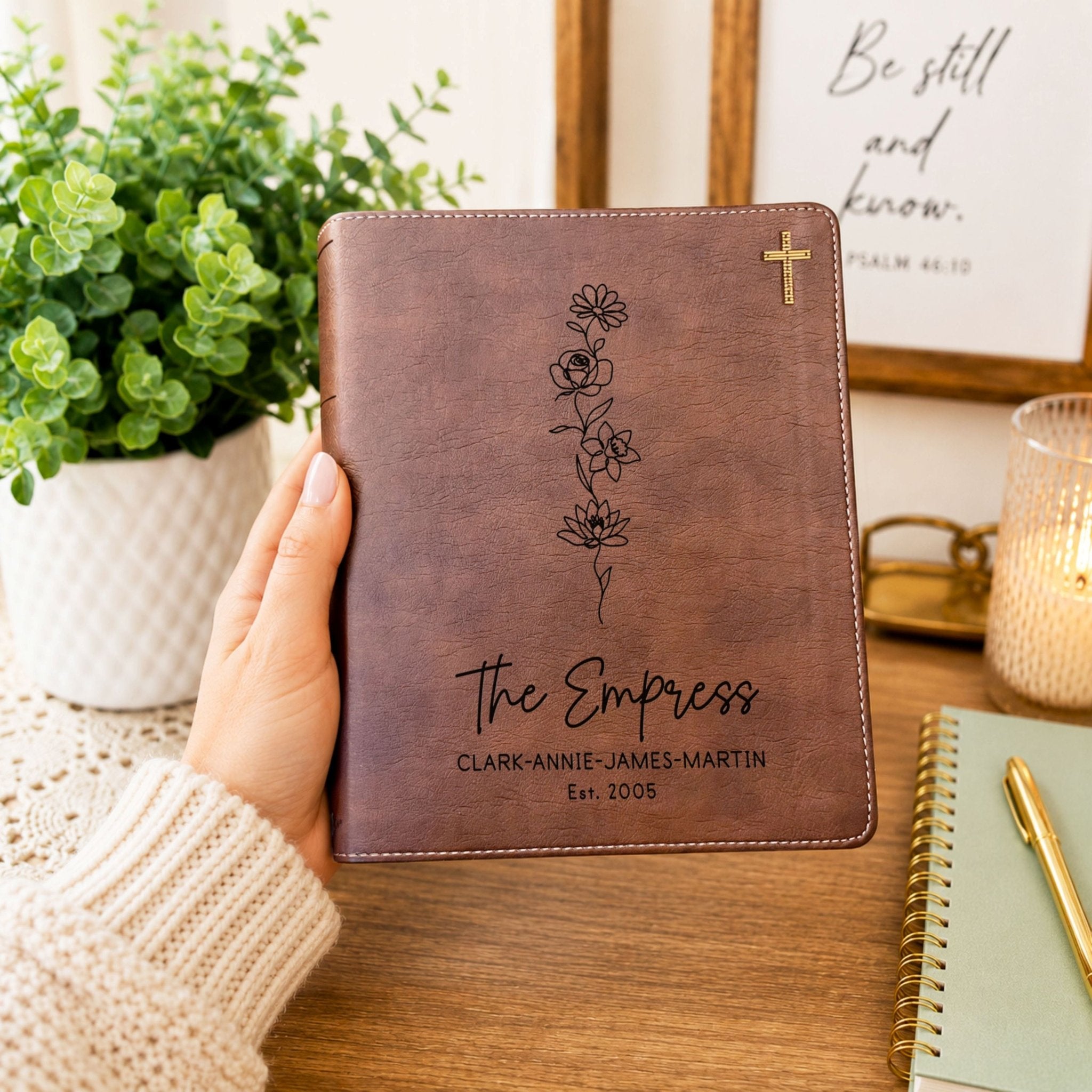 Personalized Family Bible, Birth Flower Bouquet, NIV Journaling, Wide Margin, Custom Engraved Bible, Wedding Guest Book, Wedding Gift - Religious Books - Aylev