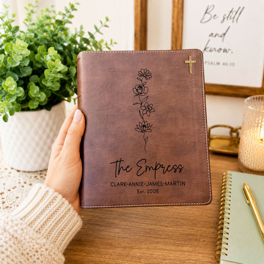 Personalized Family Bible, Birth Flower Bouquet, NIV Journaling, Wide Margin, Custom Engraved Bible, Wedding Guest Book, Wedding Gift - Religious Books - Aylev