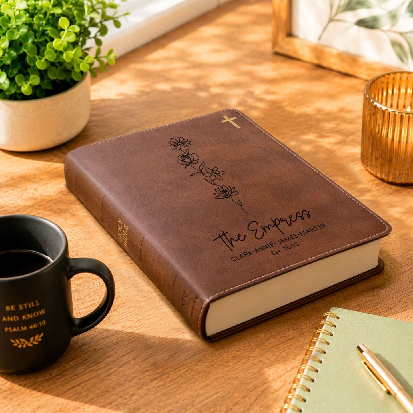 Personalized Family Bible, Birth Flower Bouquet, NIV Journaling, Wide Margin, Custom Engraved Bible, Wedding Guest Book, Wedding Gift - Religious Books - Aylev