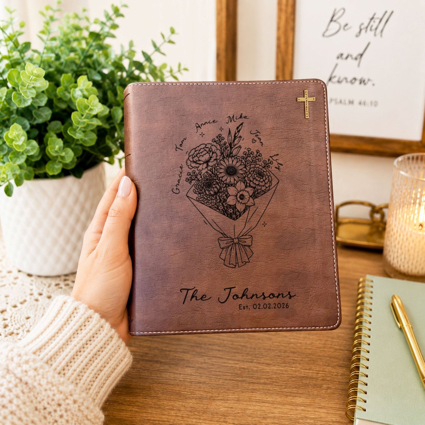 Personalized Family Bible, Birth Flower Bouquet, NIV Journaling, Wide Margin, Custom Engraved Bible, Wedding Guest Book, Wedding Gift - Religious Books - Aylev