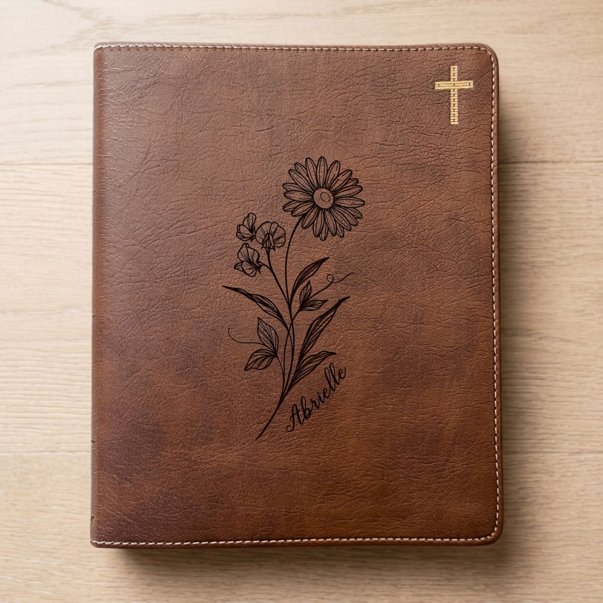 Personalized NIV Journaling Bible, Wide Margin Red Letter Bible, Custom Engraved Name, April Birth Flower, Christian Gift for Women - Religious Books - Aylev