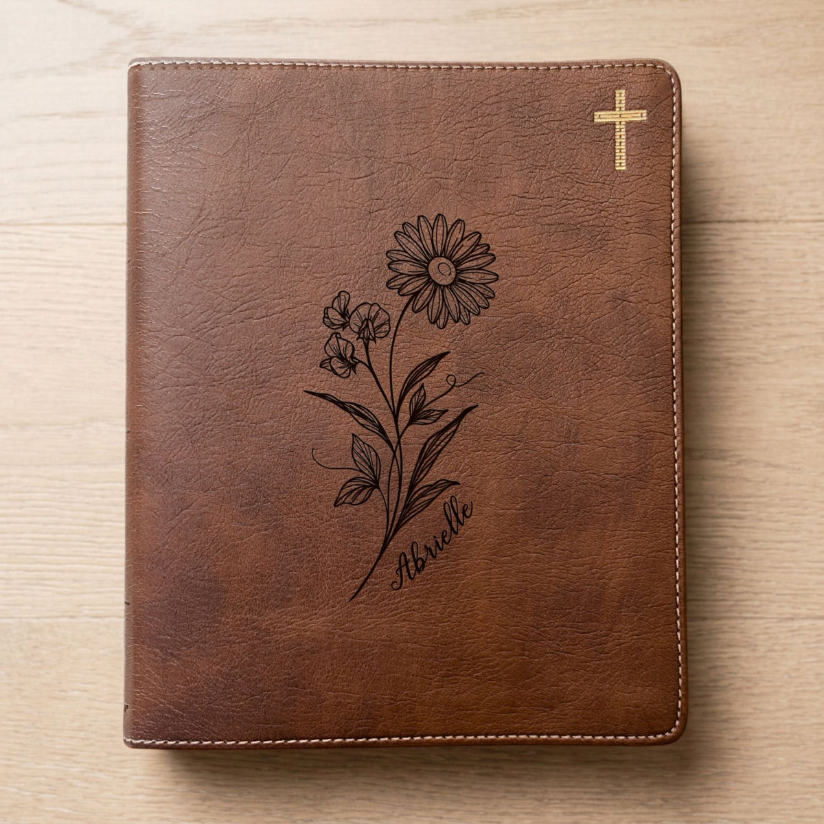 Personalized NIV Journaling Bible, Wide Margin Red Letter Bible, Custom Engraved Name, April Birth Flower, Christian Gift for Women - Religious Books - Aylev