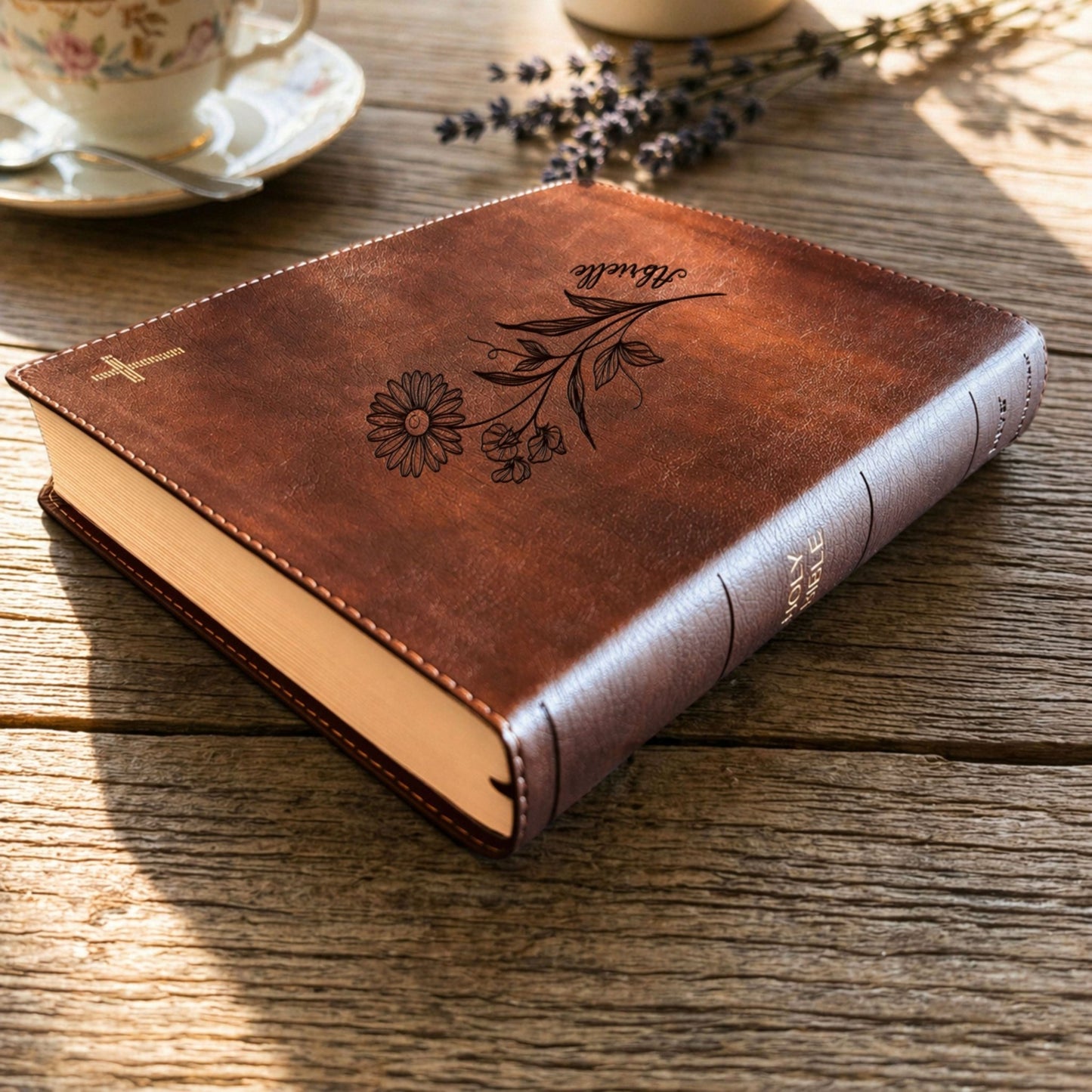 Personalized NIV Journaling Bible, Wide Margin Red Letter Bible, Custom Engraved Name, April Birth Flower, Christian Gift for Women - Religious Books - Aylev