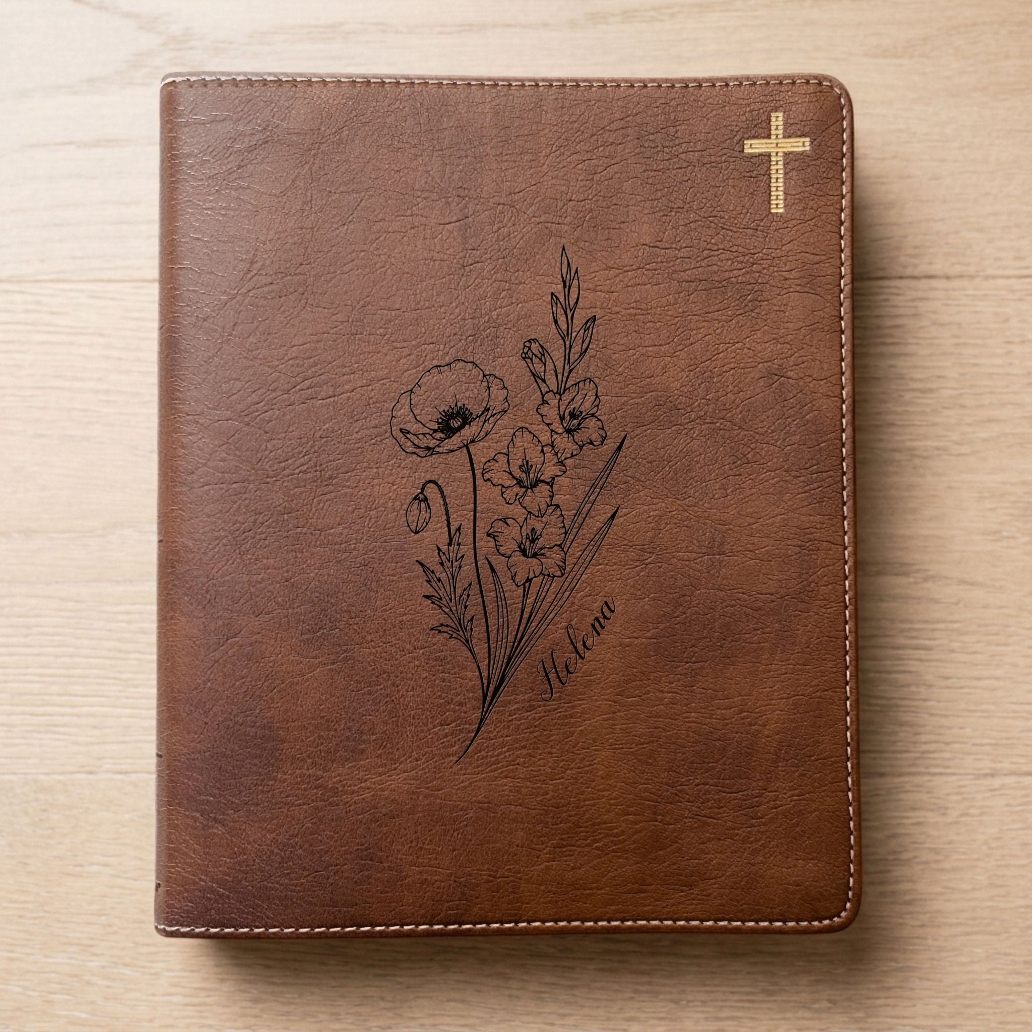 Personalized NIV Journaling Bible, Wide Margin Red Letter Bible, Custom Engraved Name, August Birth Flower, Christian Gift for Women - Religious Books - Aylev