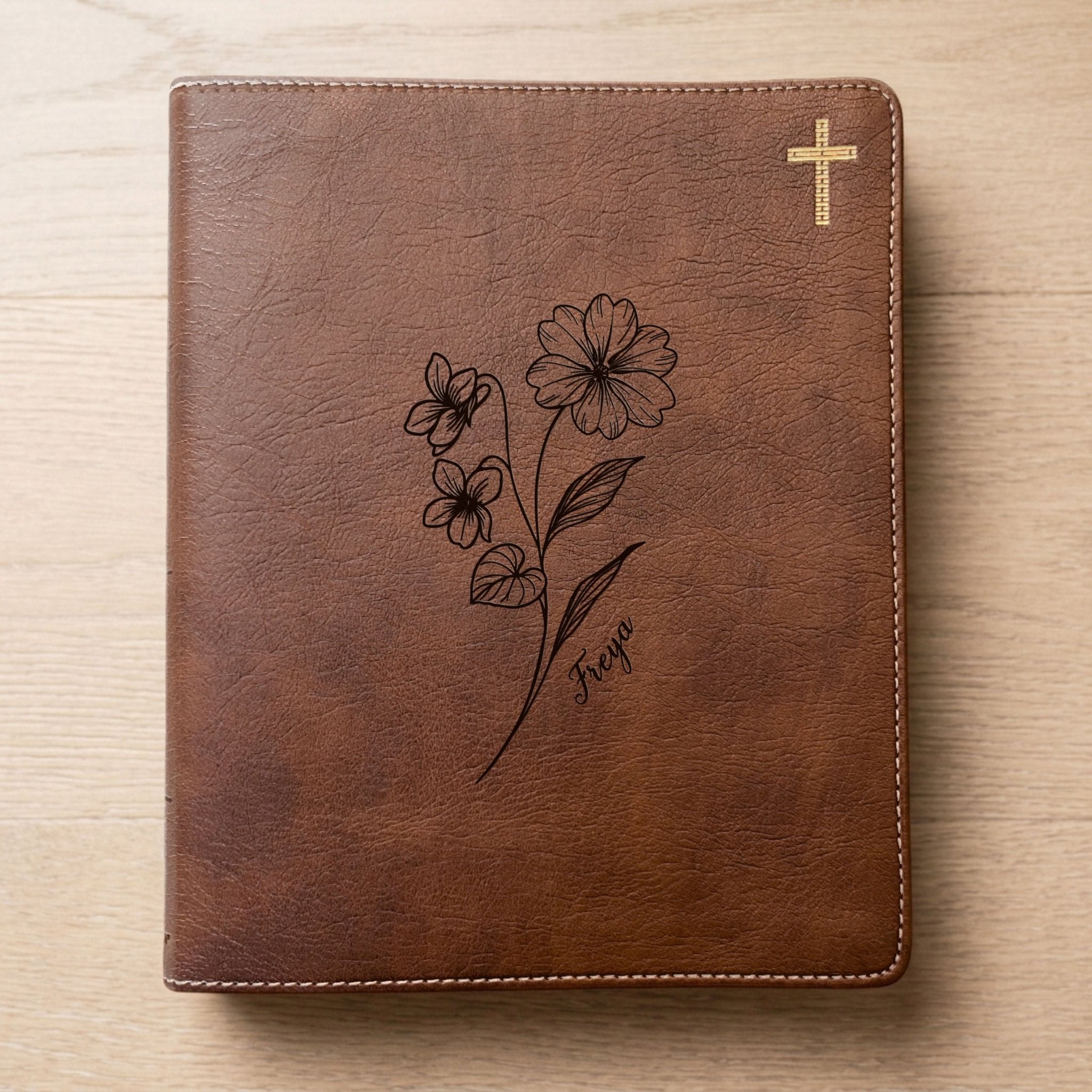 Personalized NIV Journaling Bible, Wide Margin Red Letter Bible, Custom Engraved Name, February Birth Flower, Christian Gift for Women - Religious Books - Aylev