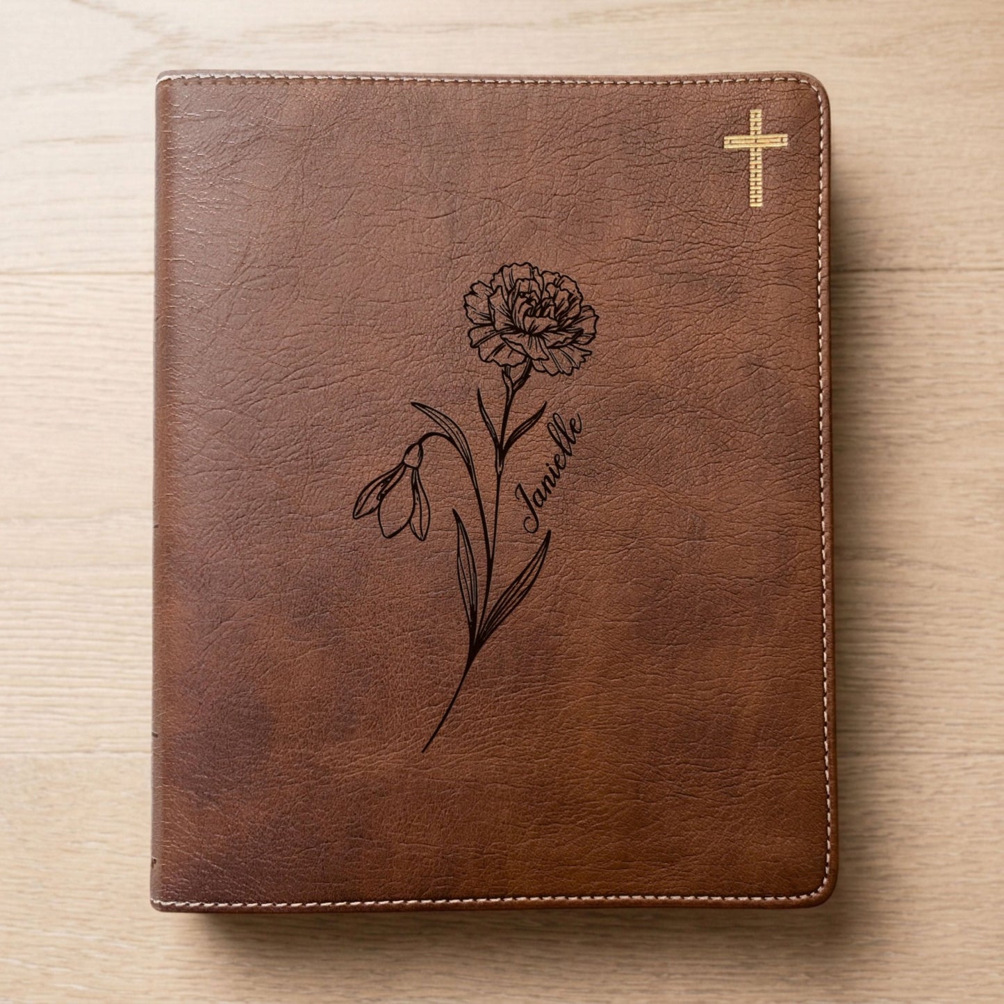Personalized NIV Journaling Bible, Wide Margin Red Letter Bible, Custom Engraved Name, January Birth Flower, Christian Gift for Women - Religious Books - Aylev