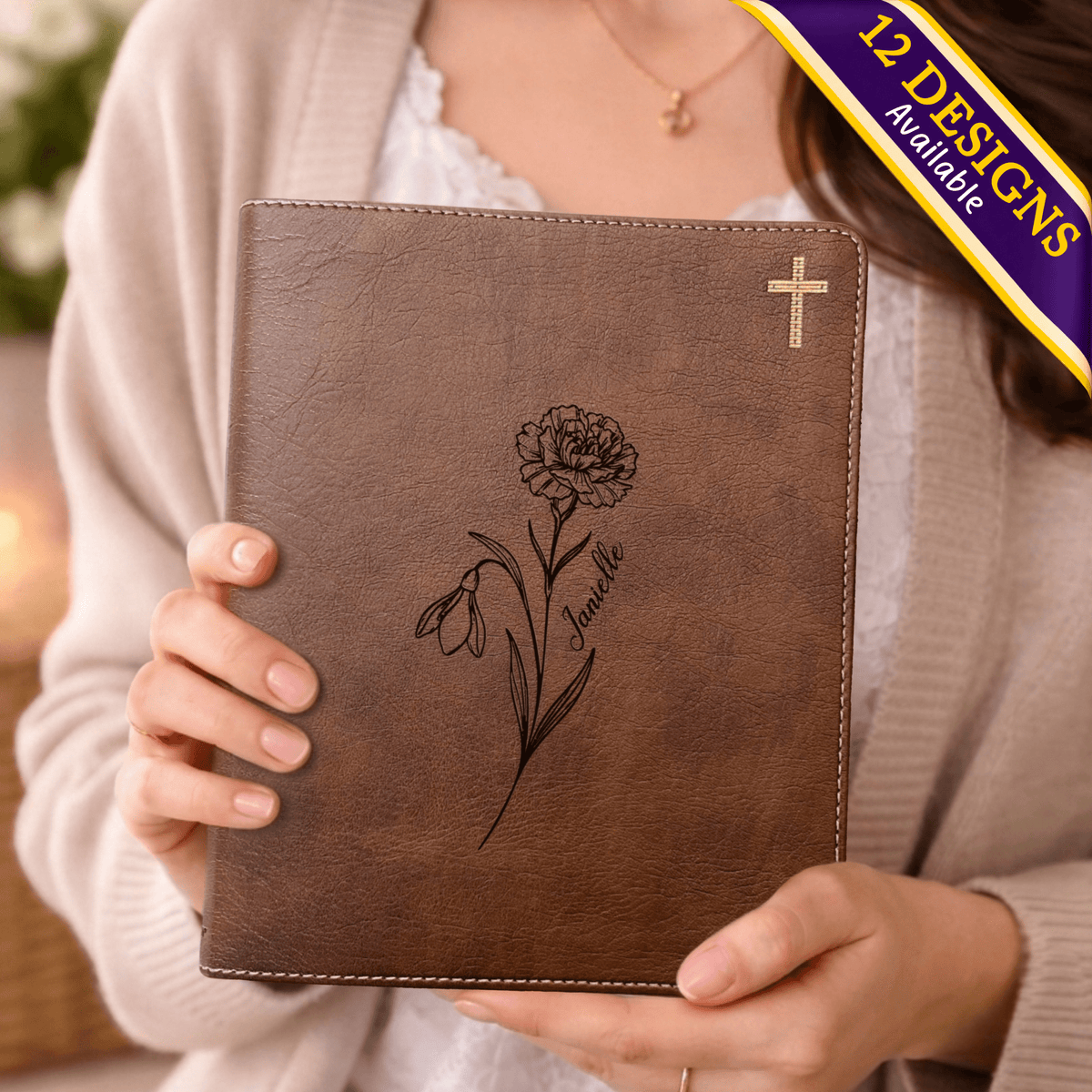 Personalized NIV Journaling Bible, Wide Margin Red Letter Bible, Custom Engraved Name, Birth Month Flower, Christian Gift for Women - Religious Books - Aylev