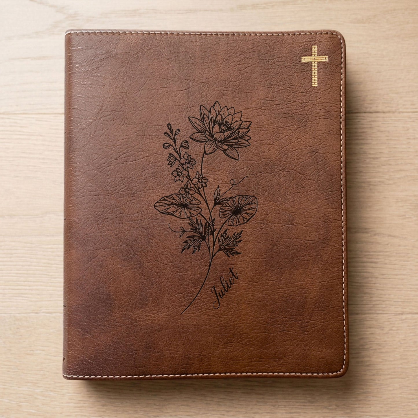 Personalized NIV Journaling Bible, Wide Margin Red Letter Bible, Custom Engraved Name, July Birth Flower, Christian Gift for Women - Religious Books - Aylev