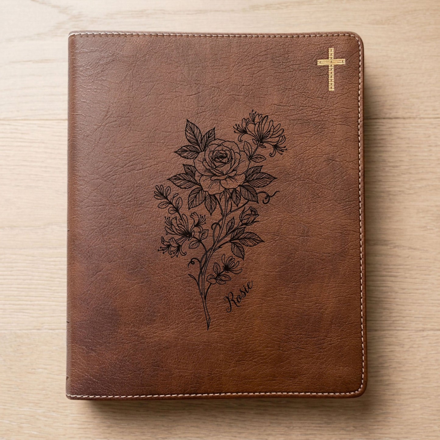 Personalized NIV Journaling Bible, Wide Margin Red Letter Bible, Custom Engraved Name, June Birth Flower, Christian Gift for Women - Religious Books - Aylev