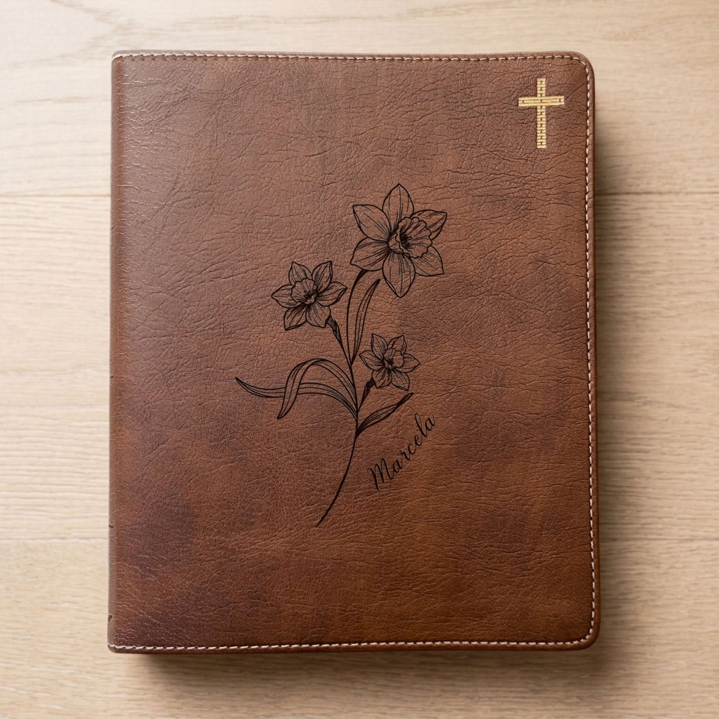 Personalized NIV Journaling Bible, Wide Margin Red Letter Bible, Custom Engraved Name, March Birth Flower, Christian Gift for Women - Religious Books - Aylev