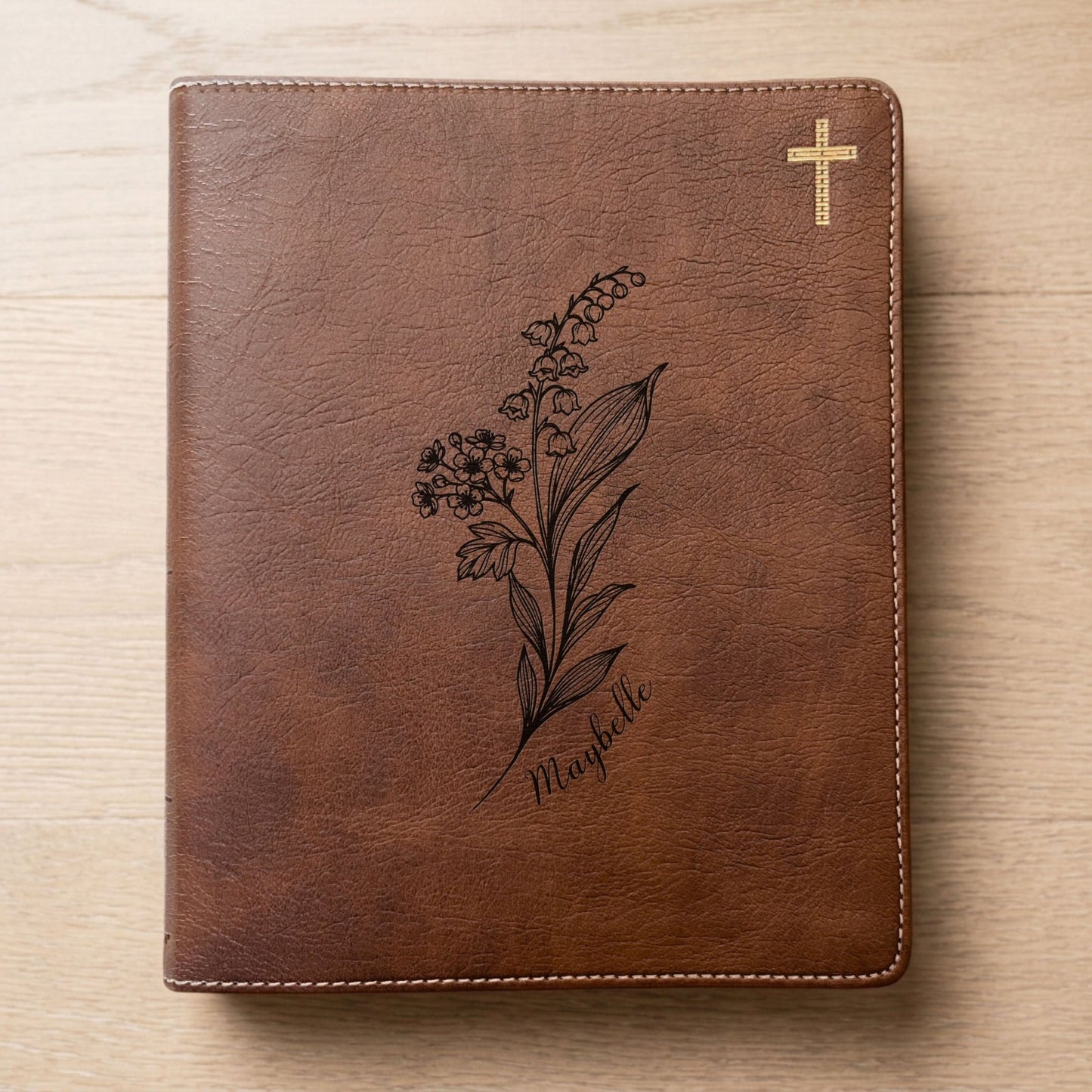 Personalized NIV Journaling Bible, Wide Margin Red Letter Bible, Custom Engraved Name, May Birth Flower, Christian Gift for Women - Religious Books - Aylev