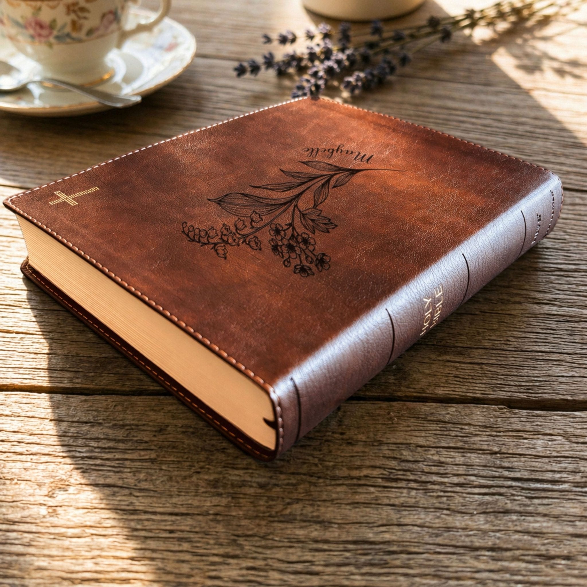 Personalized NIV Journaling Bible, Wide Margin Red Letter Bible, Custom Engraved Name, May Birth Flower, Christian Gift for Women - Religious Books - Aylev