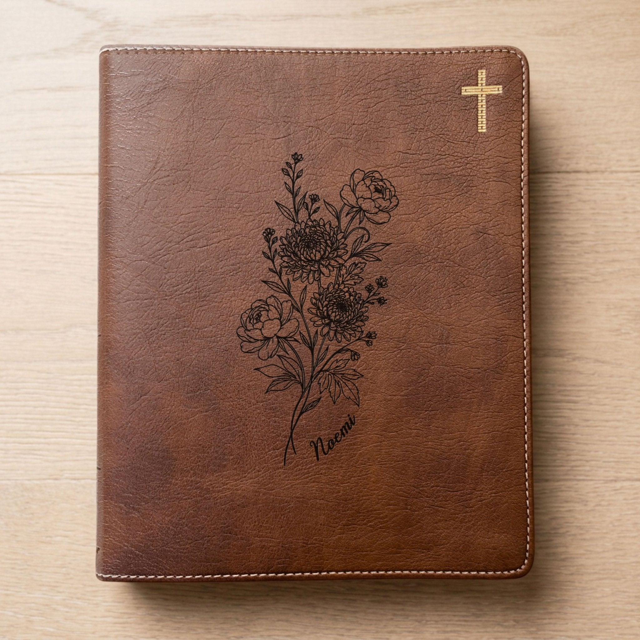 Personalized NIV Journaling Bible, Wide Margin Red Letter Bible, Custom Engraved Name, November Birth Flower, Christian Gift for Women - Religious Books - Aylev