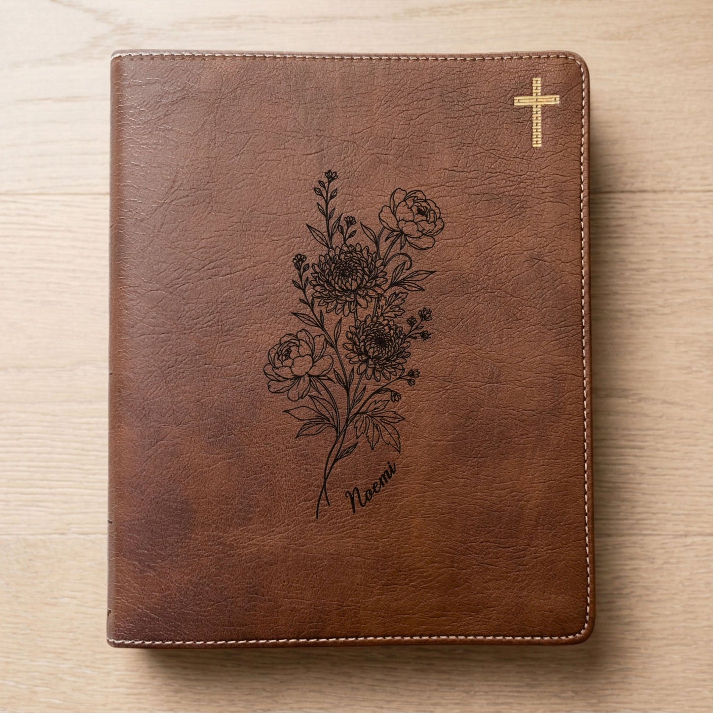 Personalized NIV Journaling Bible, Wide Margin Red Letter Bible, Custom Engraved Name, November Birth Flower, Christian Gift for Women - Religious Books - Aylev