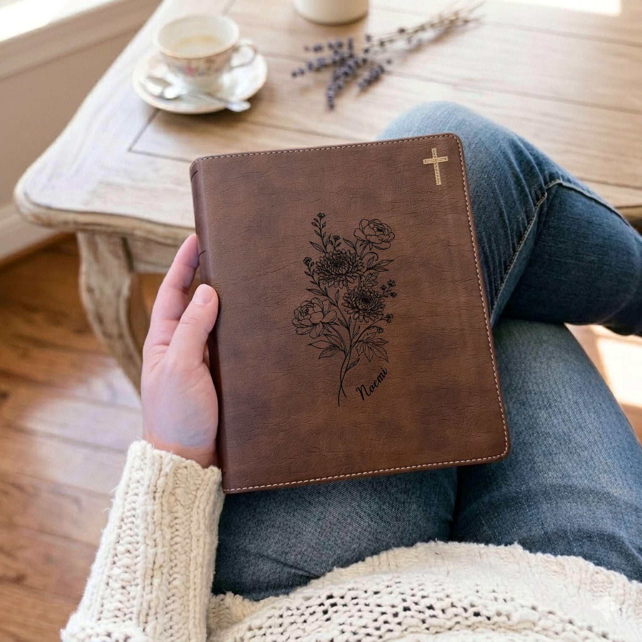 Personalized NIV Journaling Bible, Wide Margin Red Letter Bible, Custom Engraved Name, November Birth Flower, Christian Gift for Women - Religious Books - Aylev