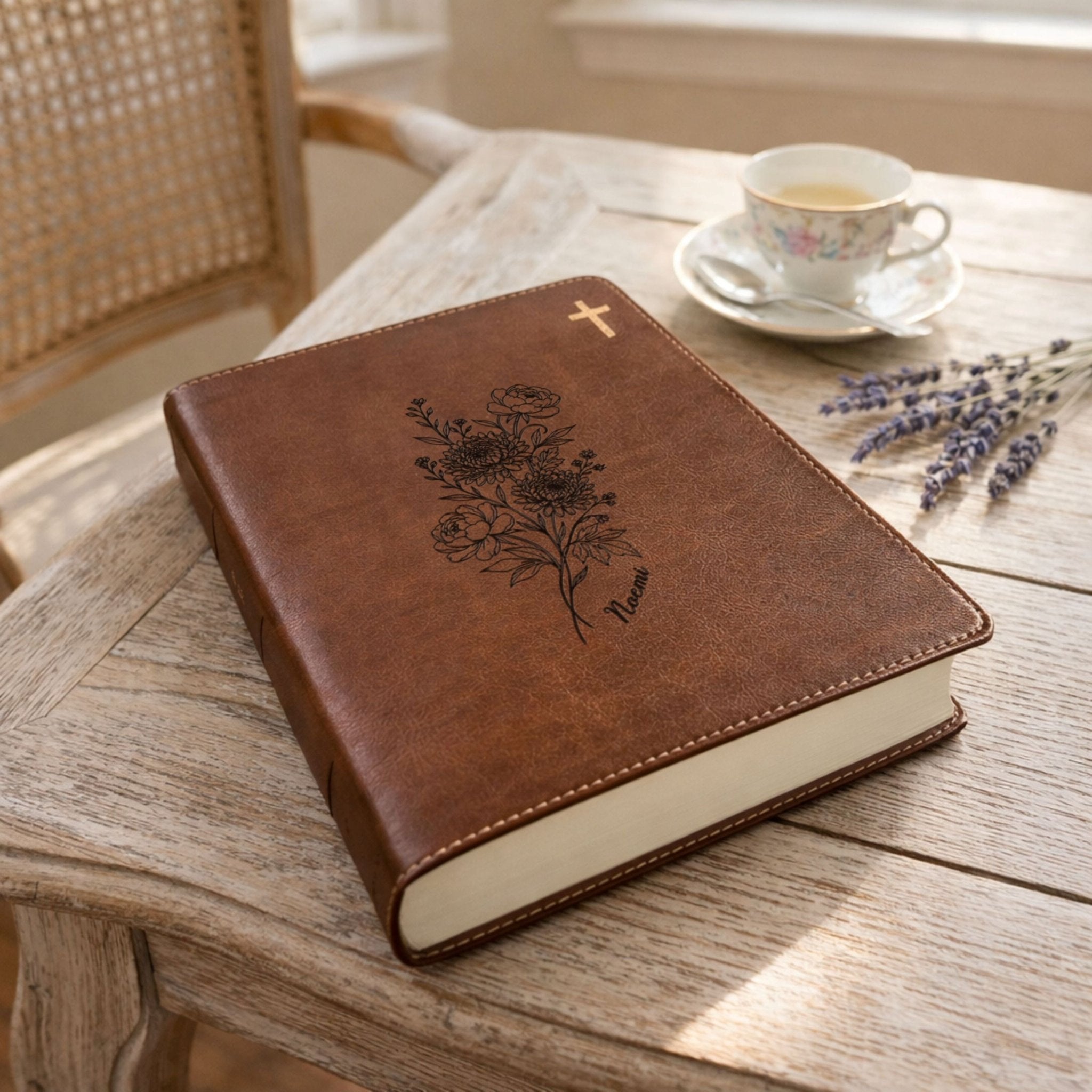 Personalized NIV Journaling Bible, Wide Margin Red Letter Bible, Custom Engraved Name, November Birth Flower, Christian Gift for Women - Religious Books - Aylev