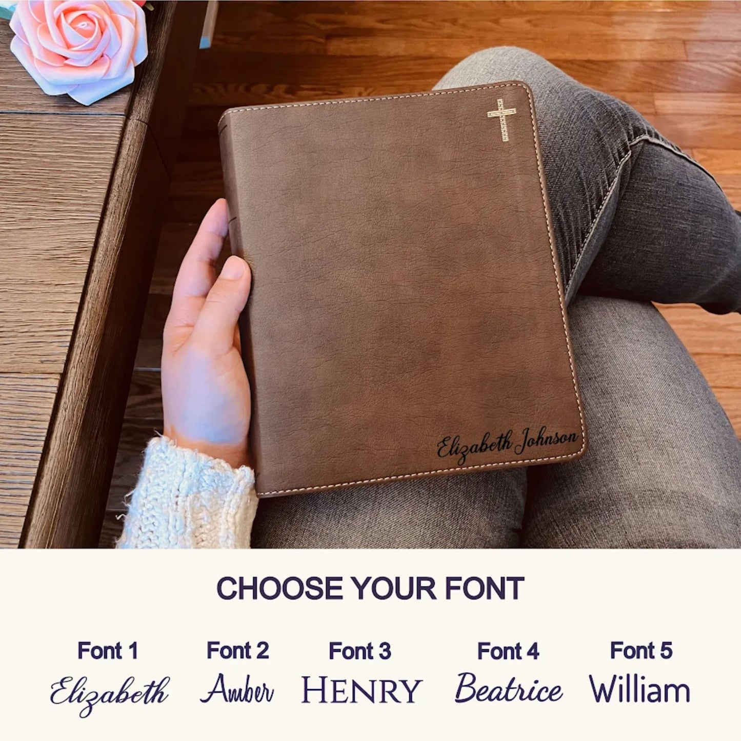Personalized NIV Journaling Bible with Name Engraved, Custom NIV Bible, Wide Margin Note-Taking, Christian Gift for Baptism, Wedding & Graduation