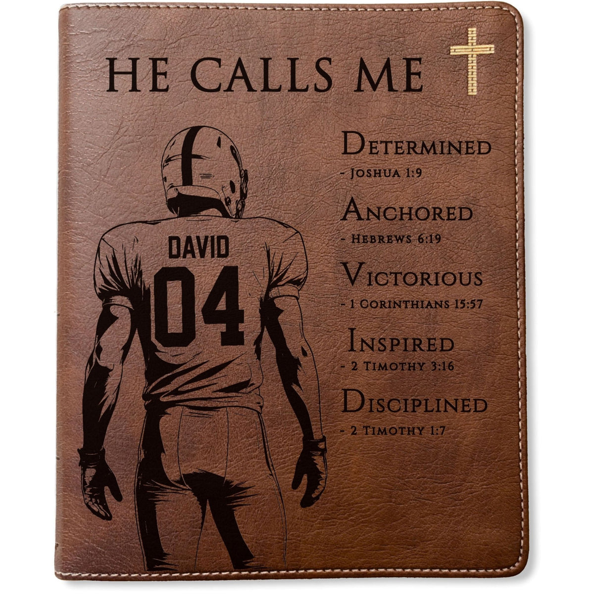 Personalized NIV Journaling Bible, Custom Engraved Acrostic Name with Verse Reference, Christian Sports Gift for Football Players - Religious Books - Aylev