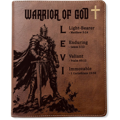 Personalized NIV Journaling Bible, Red Letter, Custom Engraved Acrostic Name with Verse Reference, Warrior of God Design, Gift for Him - Religious Books - Aylev