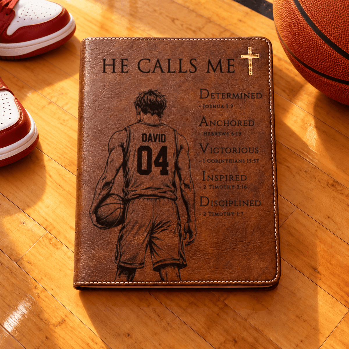 Personalized NIV Journaling Bible, Custom Engraved Acrostic Name with Verse Reference, Christian Sports Gift for Basketball Players - Religious Books - Aylev