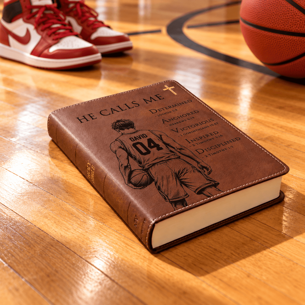 Personalized NIV Journaling Bible, Custom Engraved Acrostic Name with Verse Reference, Christian Sports Gift for Basketball Players - Religious Books - Aylev