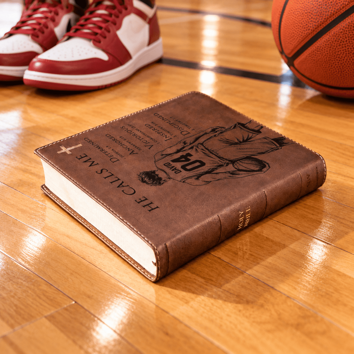 Personalized NIV Journaling Bible, Custom Engraved Acrostic Name with Verse Reference, Christian Sports Gift for Basketball Players - Religious Books - Aylev