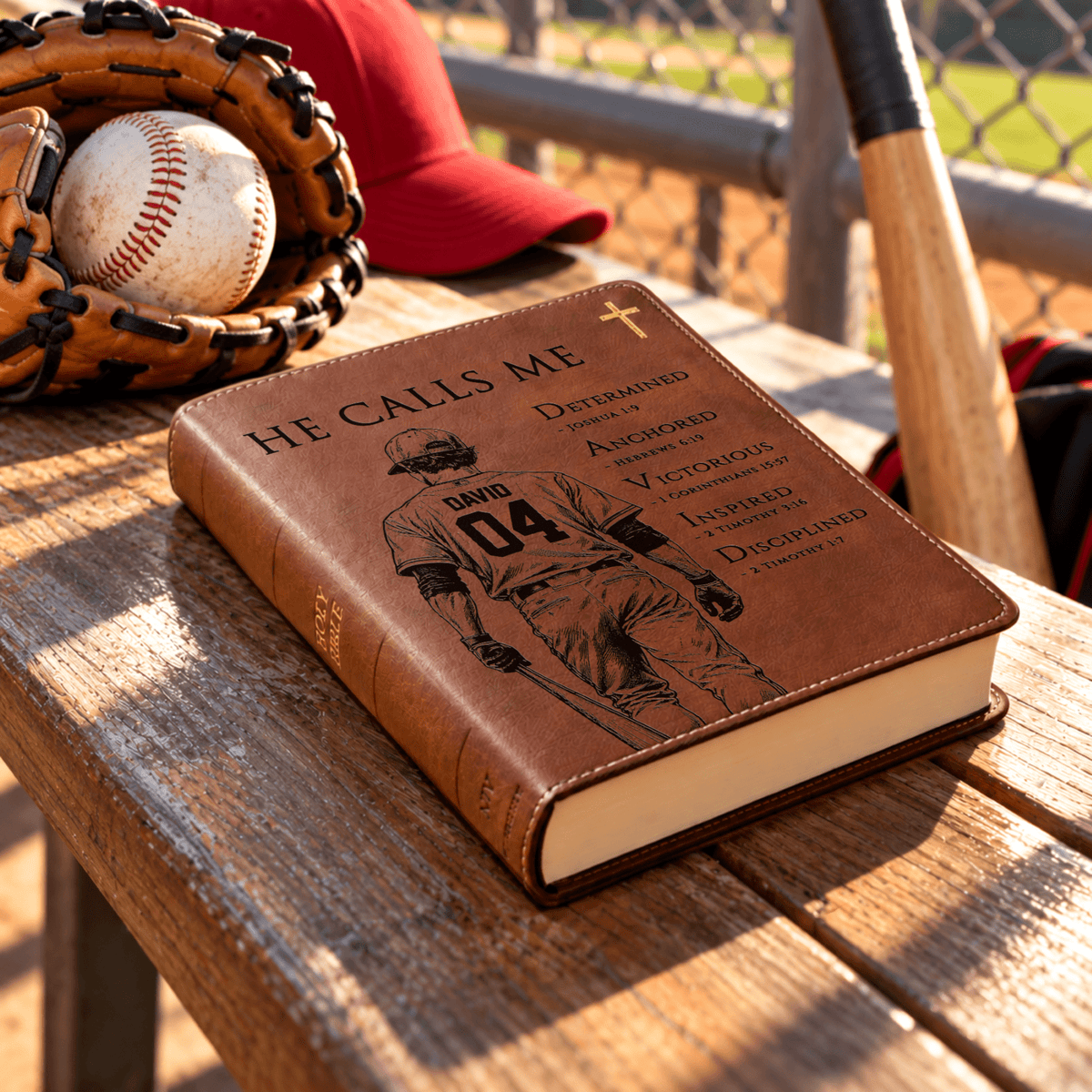 Personalized NIV Journaling Bible, Custom Engraved Acrostic Name with Verse Reference, Christian Sports Gift for Baseball Players - Religious Books - Aylev