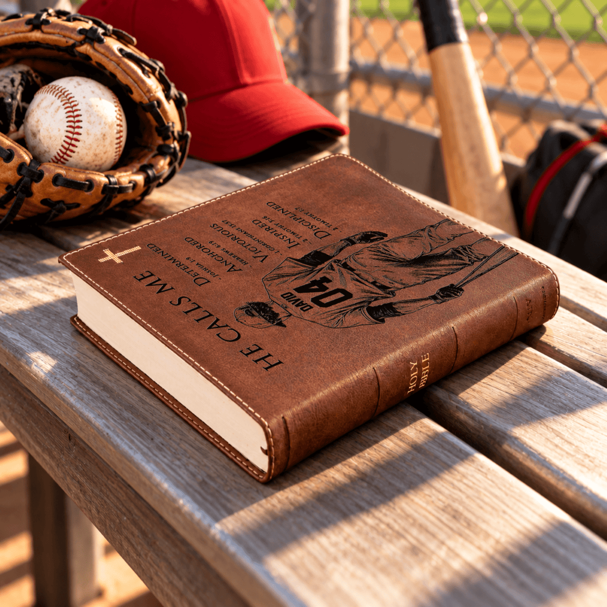 Personalized NIV Journaling Bible, Custom Engraved Acrostic Name with Verse Reference, Christian Sports Gift for Baseball Players - Religious Books - Aylev