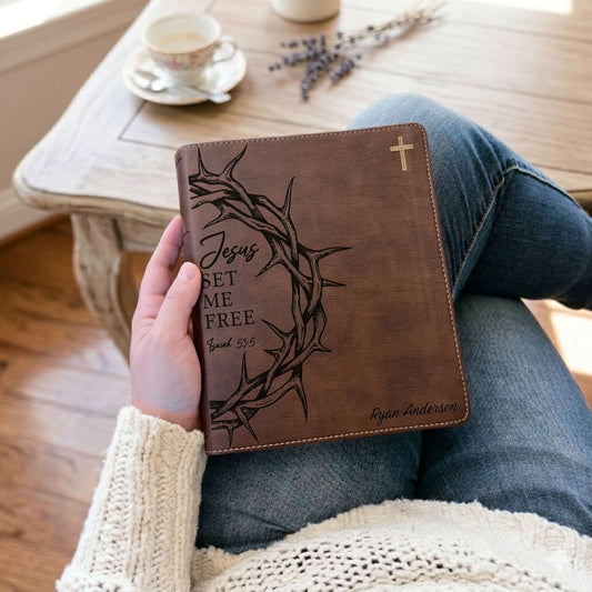 Personalized NIV Journaling Bible, Custom Engraved Name, Crown of Thorns Design, Christian Gift, Bible Gifts for Her, Gifts for Him - Religious Books - Aylev