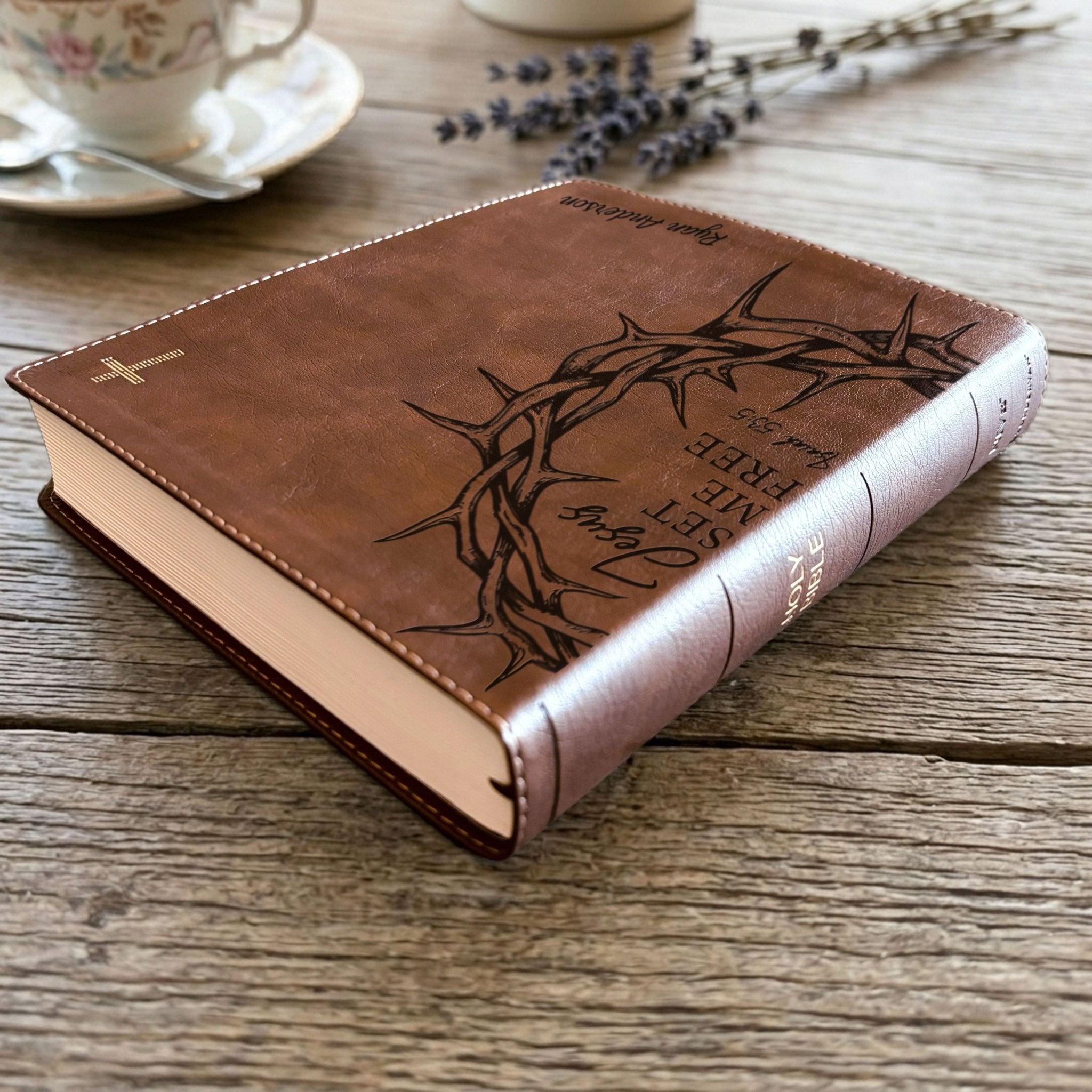 Personalized NIV Journaling Bible, Custom Engraved Name, Crown of Thorns Design, Christian Gift, Bible Gifts for Her, Gifts for Him - Religious Books - Aylev