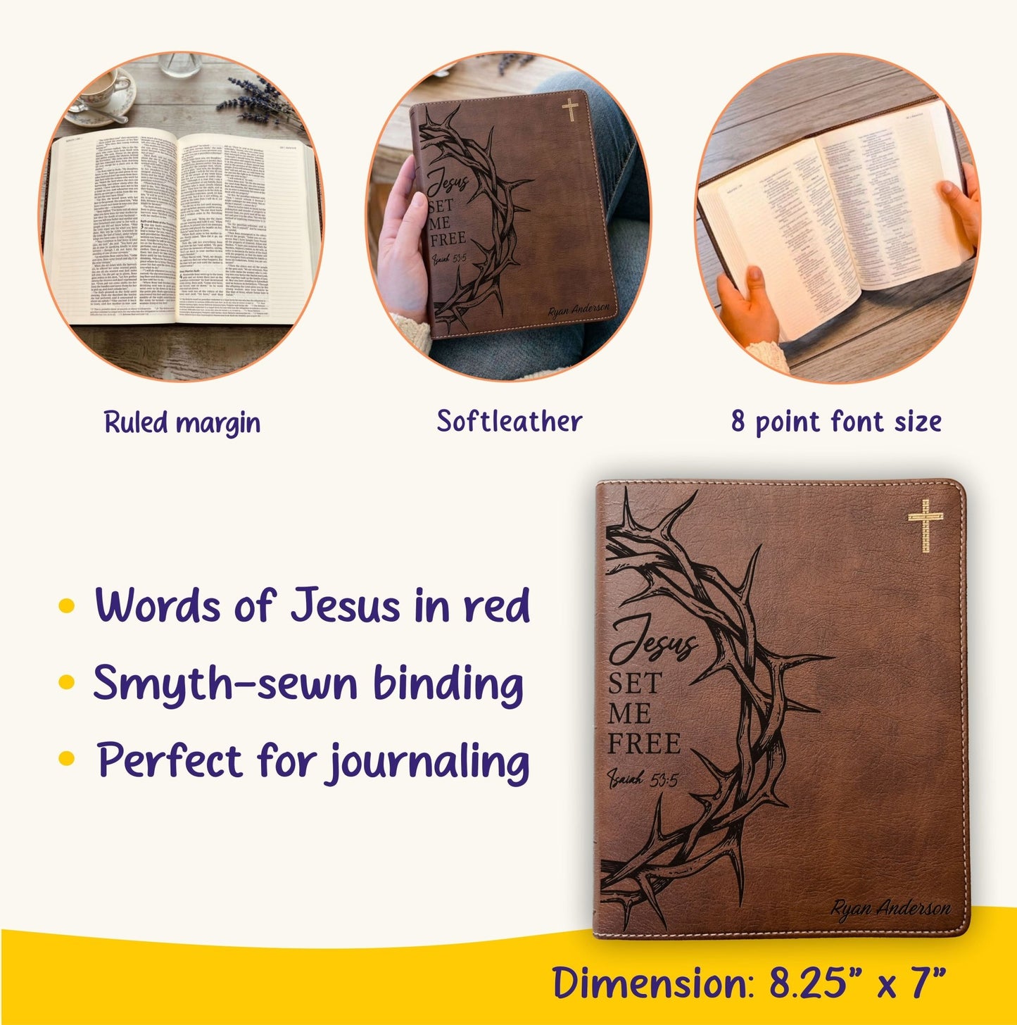 Personalized NIV Journaling Bible, Custom Engraved Name, Crown of Thorns Design, Christian Gift, Bible Gifts for Her, Gifts for Him - Religious Books - Aylev