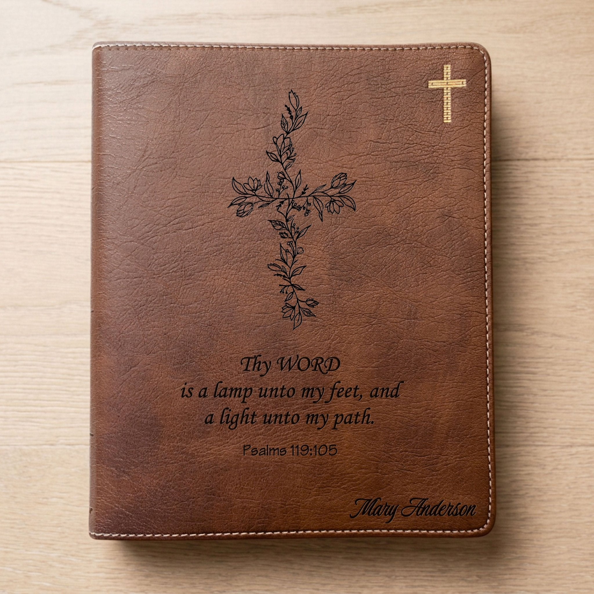 Personalized NIV Journaling Bible, Red Letter Edition, Floral Cross Design, Custom Engraved Name, Christian Gift for Women, Baptism Gift - Religious Books - Aylev