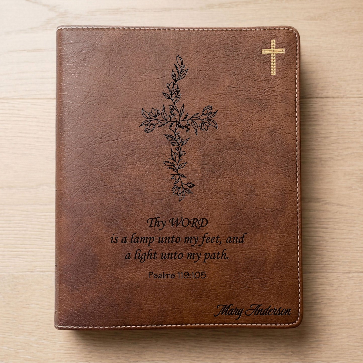Personalized NIV Journaling Bible, Red Letter Edition, Floral Cross Design, Custom Engraved Name, Christian Gift for Women, Baptism Gift - Religious Books - Aylev