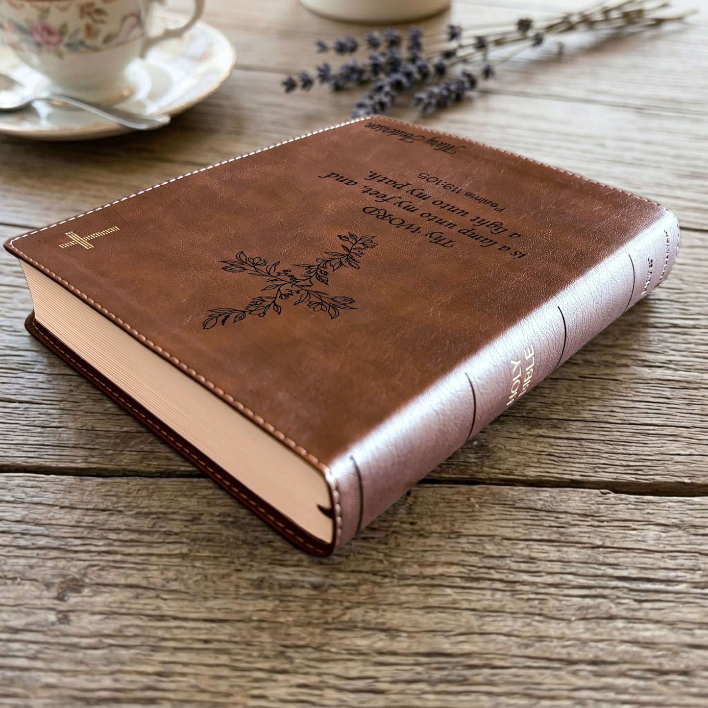 Personalized NIV Journaling Bible, Red Letter Edition, Floral Cross Design, Custom Engraved Name, Christian Gift for Women, Baptism Gift - Religious Books - Aylev