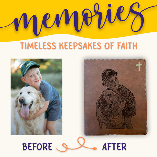 Personalized NIV Journaling Bible, Photo Engraved Cover, Custom Bible for Note Taking, Christian Gift, Baptism Gift, Custom Engraved Bible