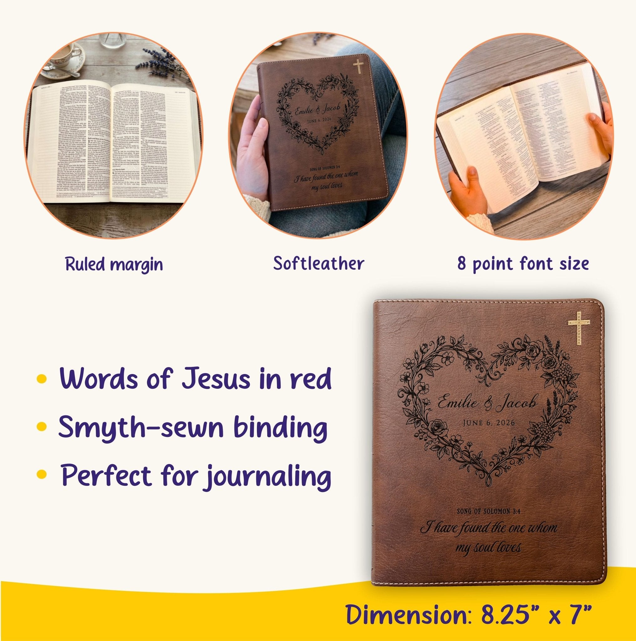 Personalized NIV Journaling Family Bible, Wide - Margin, Red Letter, Bible Tabs + Highlighters, Complete Study Set, Wedding & Anniversary Gift - Religious Books - Aylev