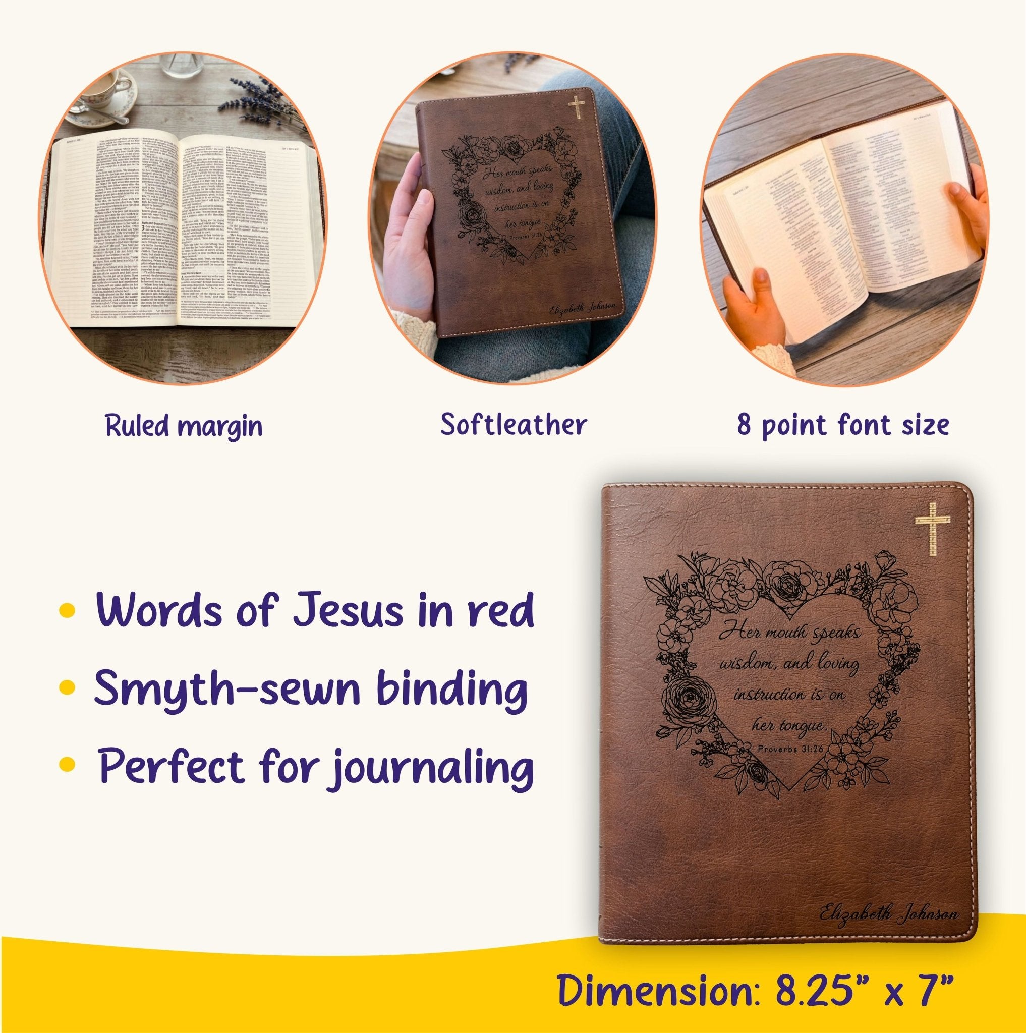Personalized NIV Journaling Family Bible, Wide - Margin, Red Letter, Bible Tabs + Highlighters, Complete Study Set, Wedding & Anniversary Gift - Religious Books - Aylev