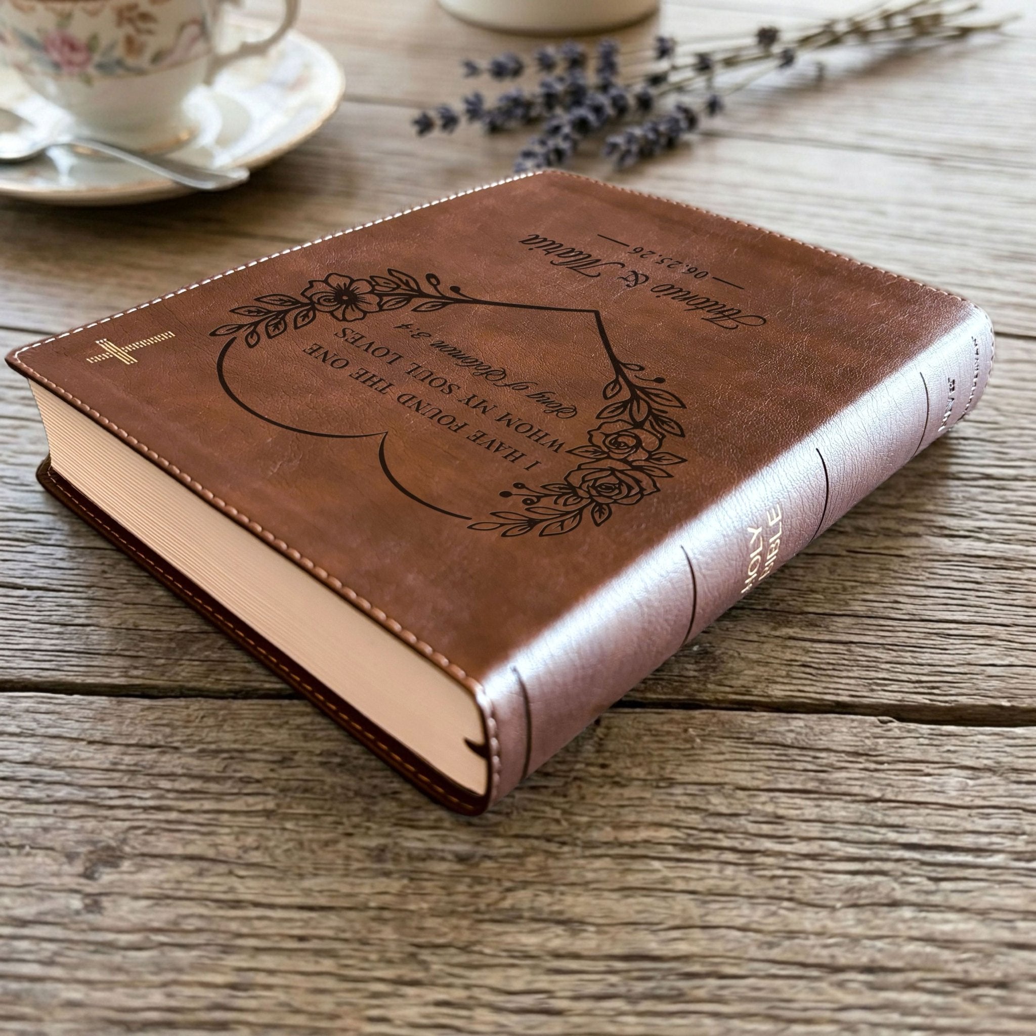 Personalized NIV Journaling Family Bible, Wide - Margin Red Letter, Bible Tabs + Highlighters, Complete Study Set, Wedding & Anniversary Gift - Religious Books - Aylev