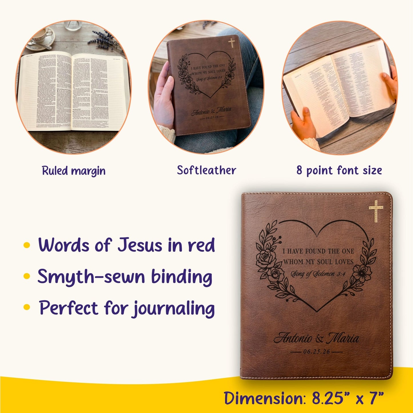 Personalized NIV Journaling Family Bible, Wide - Margin Red Letter, Bible Tabs + Highlighters, Complete Study Set, Wedding & Anniversary Gift - Religious Books - Aylev