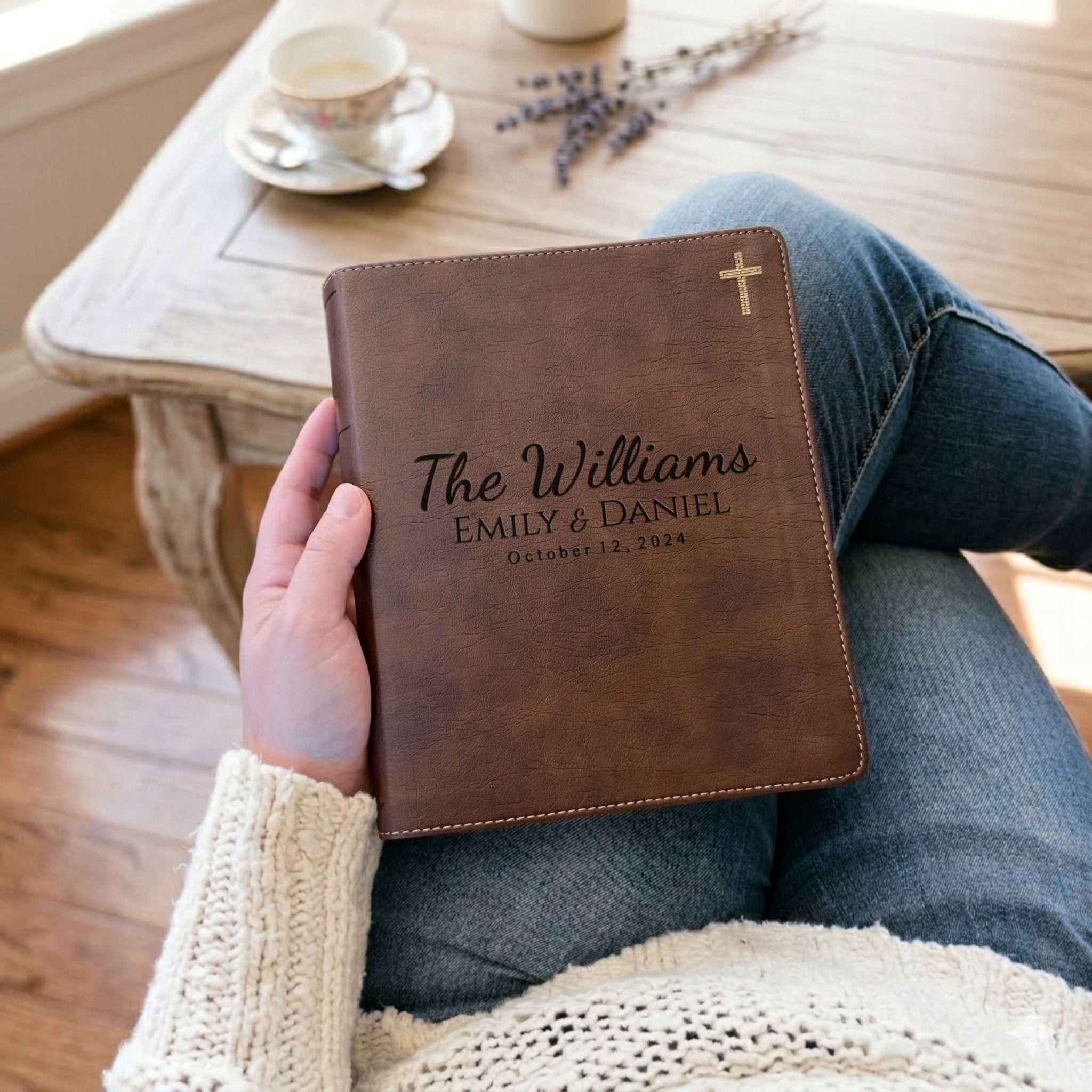 Personalized NIV Journaling Family Bible, Wide - Margin, Red Letter, Bible Tabs + Highlighters, Complete Study Set, Wedding & Anniversary Gift - Religious Books - Aylev