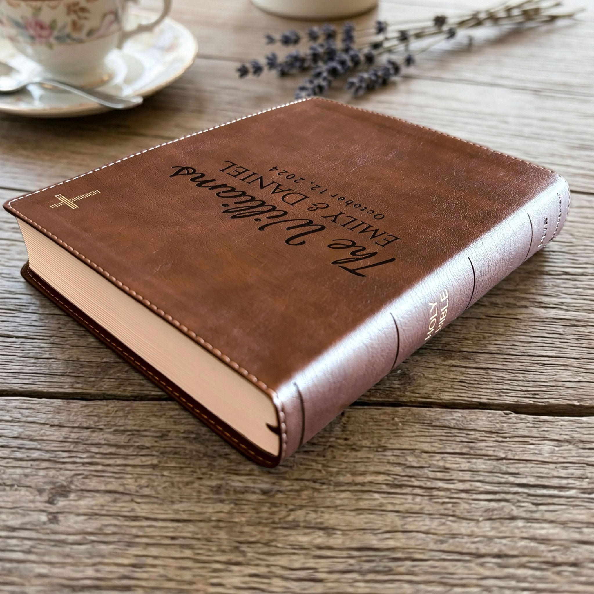 Personalized NIV Journaling Family Bible, Wide - Margin, Red Letter, Bible Tabs + Highlighters, Complete Study Set, Wedding & Anniversary Gift - Religious Books - Aylev