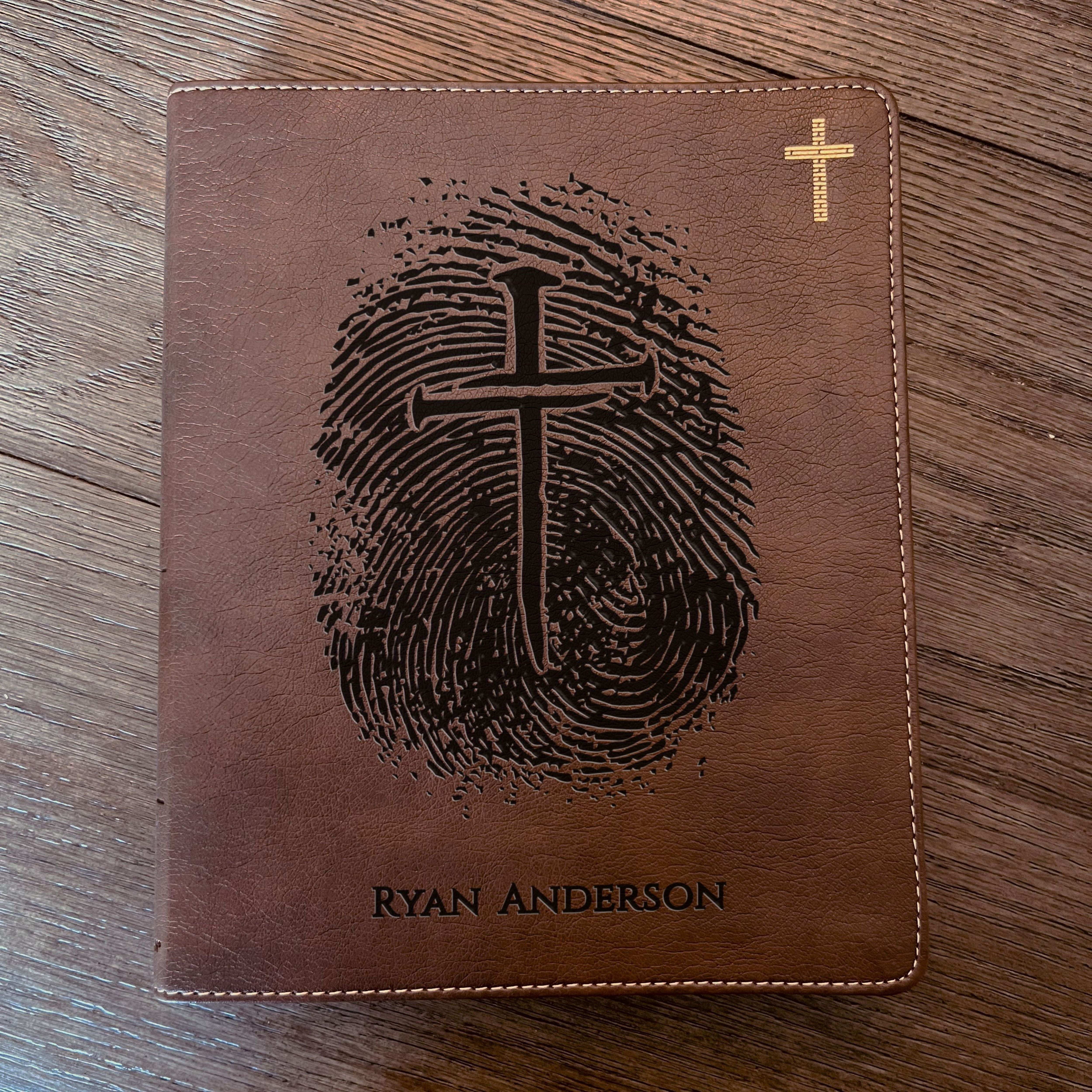 Personalized NIV Bible, Custom Engraved Fingerprint & Cross Bible with Name, NIV Journaling Bible, Gift for Baptism, Wedding, Confirmation