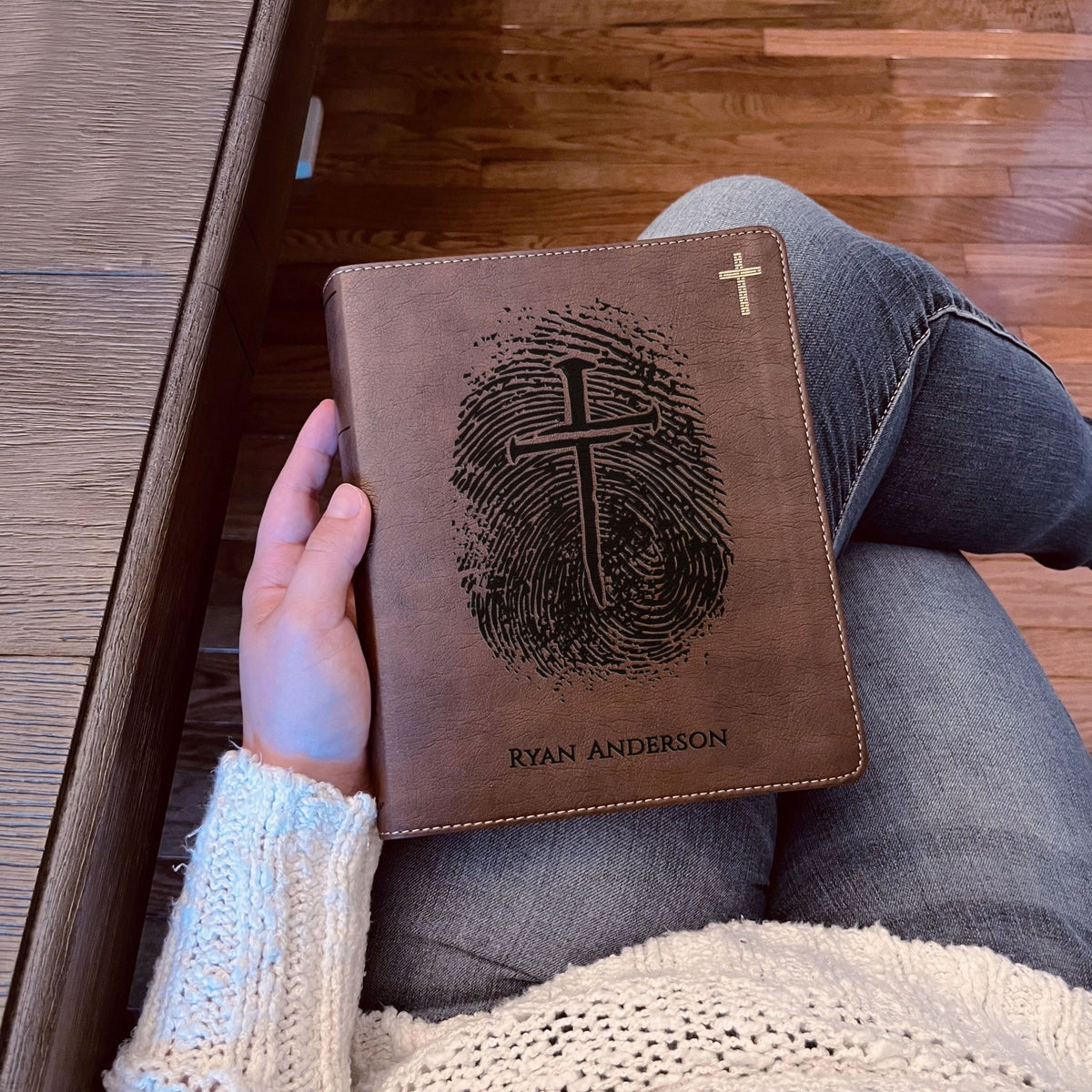 Personalized NIV Bible, Custom Engraved Fingerprint & Cross Bible with Name, NIV Journaling Bible, Gift for Baptism, Wedding, Confirmation - Religious Books - Aylev