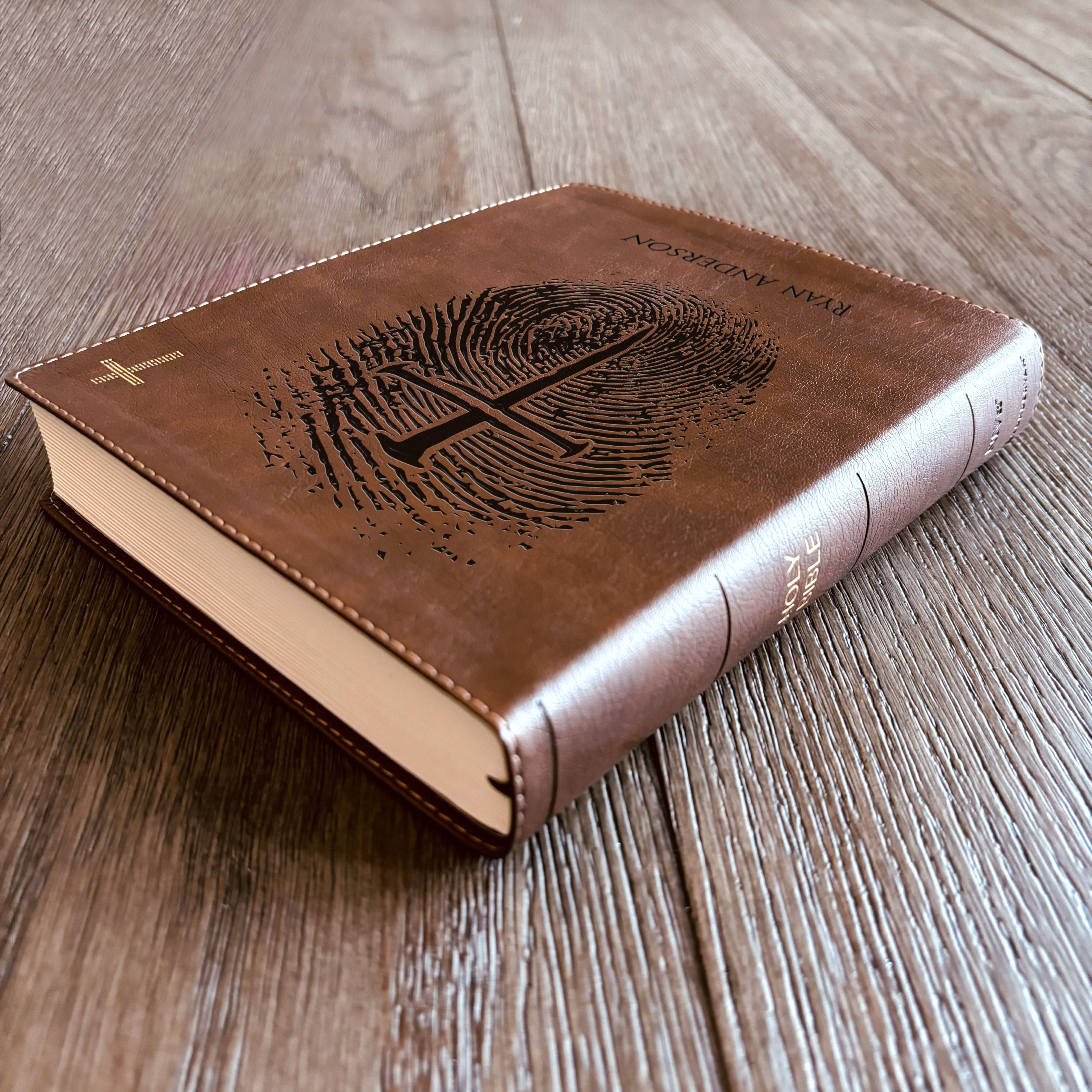 Personalized NIV Bible, Custom Engraved Fingerprint & Cross Bible with Name, NIV Journaling Bible, Gift for Baptism, Wedding, Confirmation