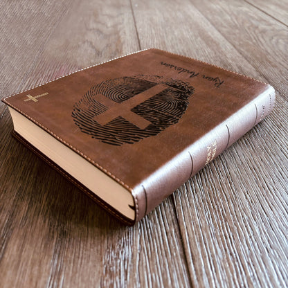 Personalized NIV Bible, Custom Engraved Fingerprint & Cross Bible with Name, NIV Journaling Bible, Gift for Baptism, Wedding, Confirmation - Religious Books - Aylev