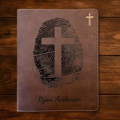 Personalized NIV Bible, Custom Engraved Fingerprint & Cross Bible with Name, NIV Journaling Bible, Gift for Baptism, Wedding, Confirmation - Religious Books - Aylev