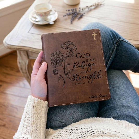 Personalized NIV Journaling Bible, Wide-Margin Red Letter Edition, Floral Design, Custom Engraved Name, Christian & Baptism Gift for women - Aylev